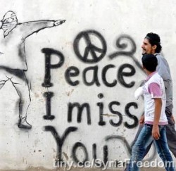 Pacifist graffiti in Syria, 2012. (Photo by Freedom House.)