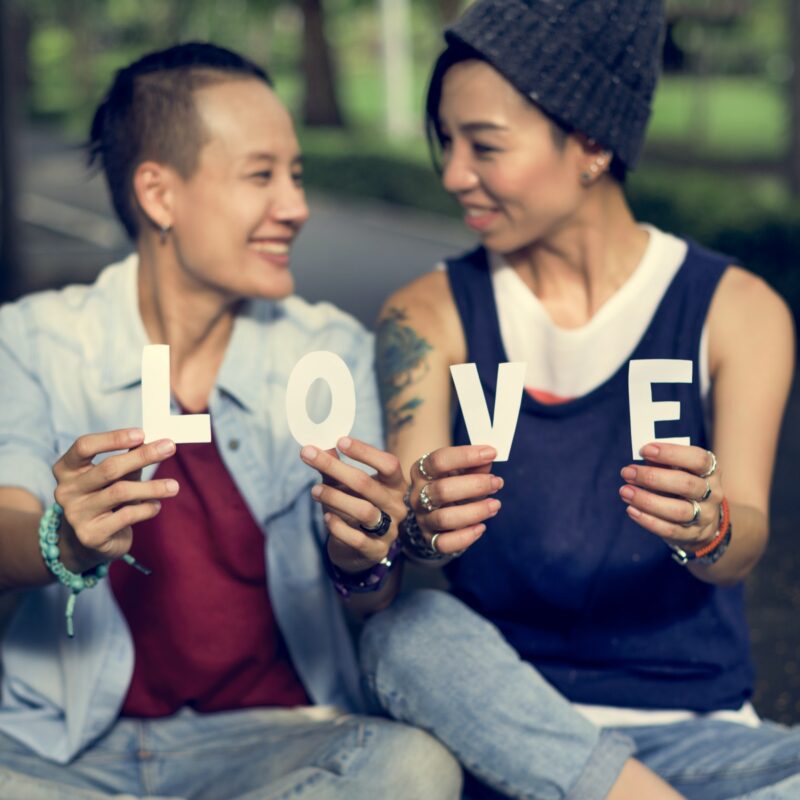 Lgbt Lesbian Couple Moments Happiness Concept For Usa