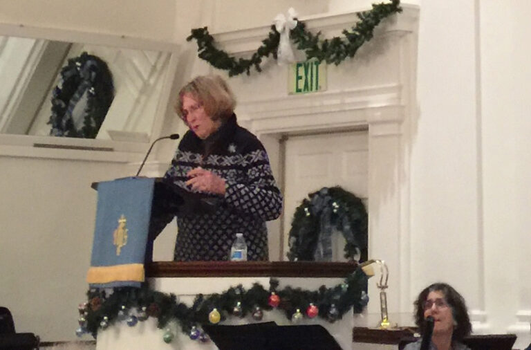 Kate epperly speaking at dec. 142017 newtown vigil hyannis ma