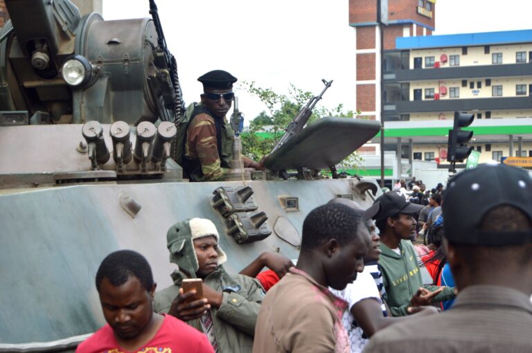Zimbabwean soldiers at 2017 protest