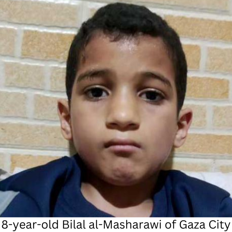 8 year old Bilal al Masharawi of Gaza City
